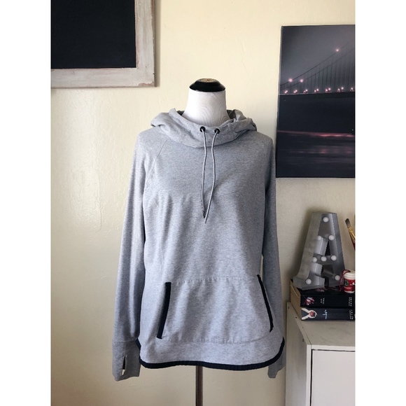Athleta Tops - ATHLETE light grey curved hem drawstring hoodie